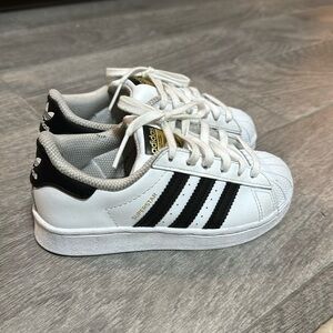 12c Black on White Adidas original Shell Toe Classic Kids 12k